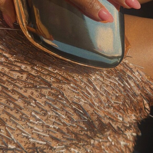 Elegant Strapless Sequin Dress in Gold - Picture 5 of 5